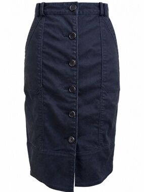 Proenza Schouler Black High Waist Button Front Pencil Skirt Size 2